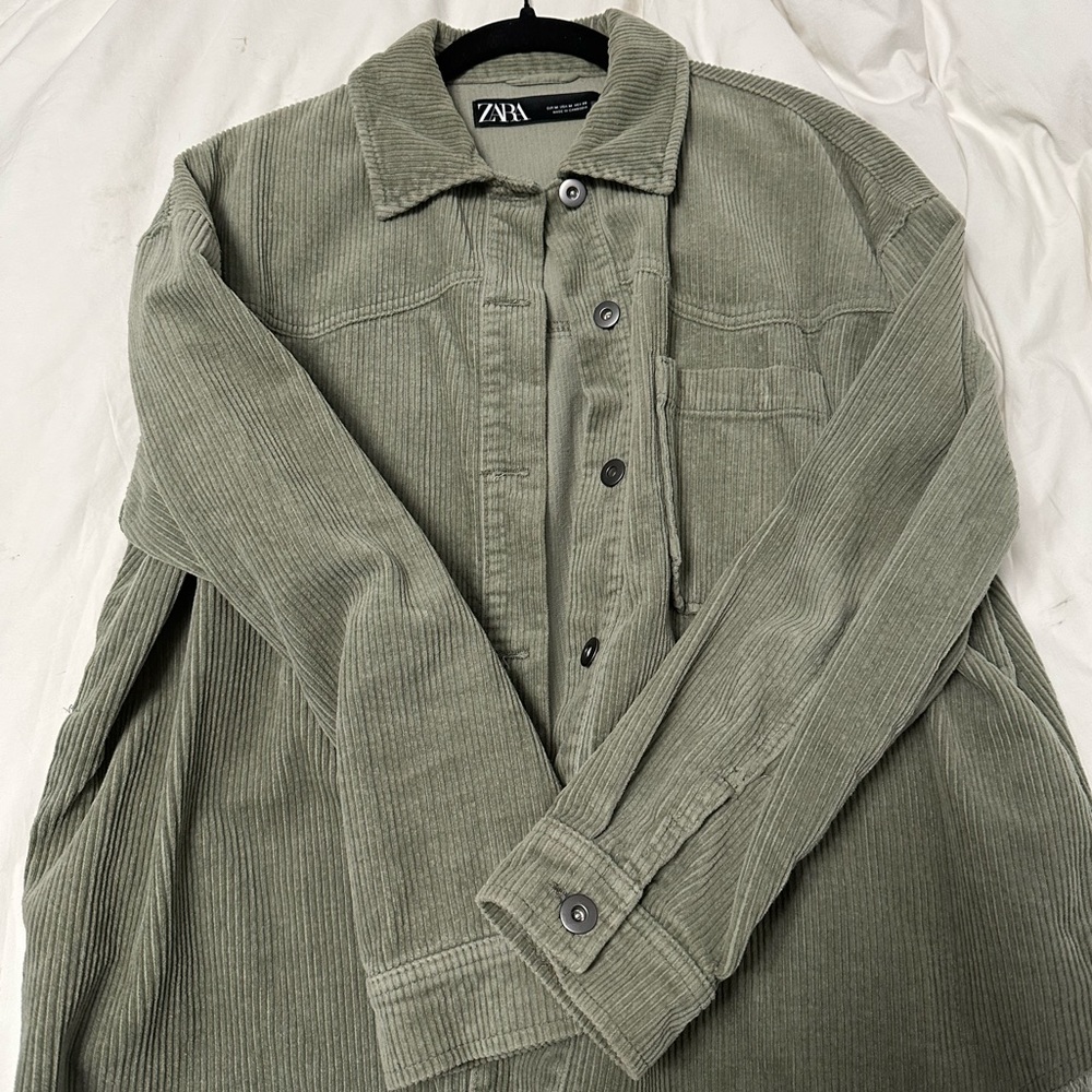 Zara green corduroy button up shirt/jacket